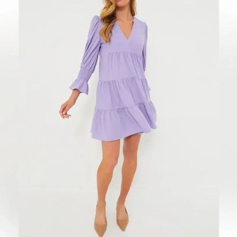 Tuckernuck Lilac Tiered V‑Neck Mini Dress